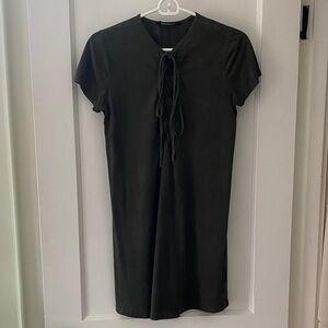 Dark Green Lace-Up Dress